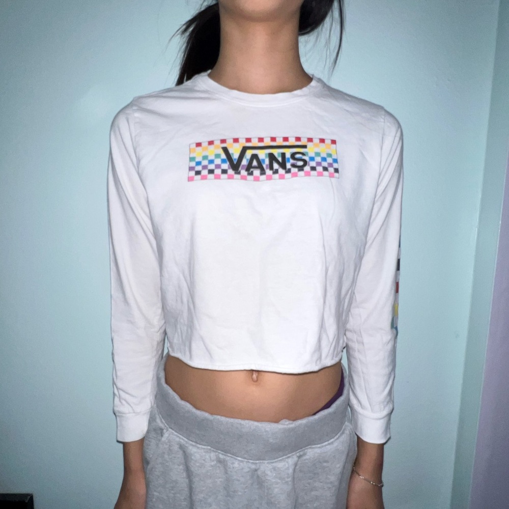 rainbow vans long sleeve crop top